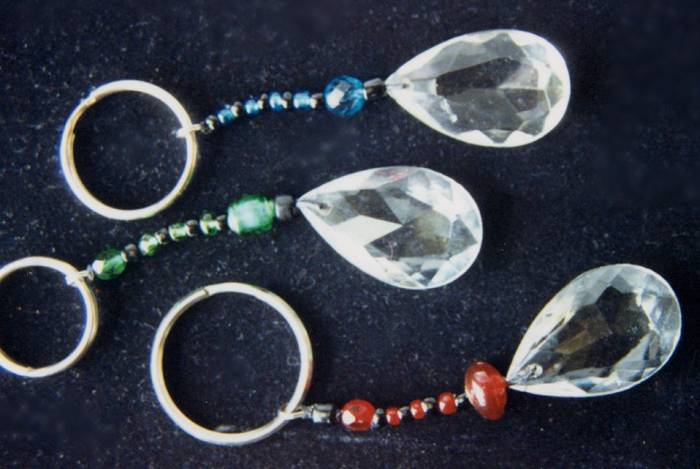 Crystal keychains with glass beads