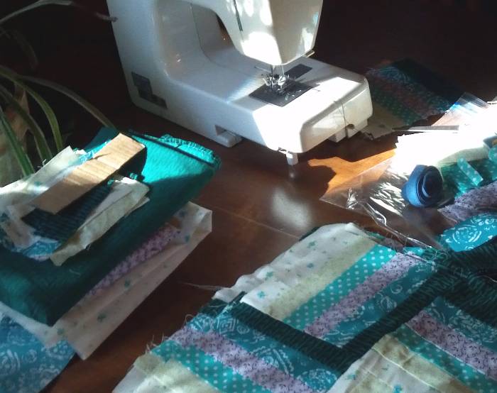 Working on a quilt top